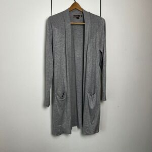 alexandra + oak long grey knit cardigan sweater‎ pockets women's size small